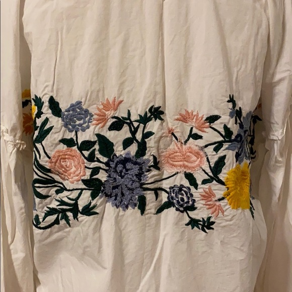 Zara Balloon Sleeve Embroidered Blouse - Picture 4 of 6